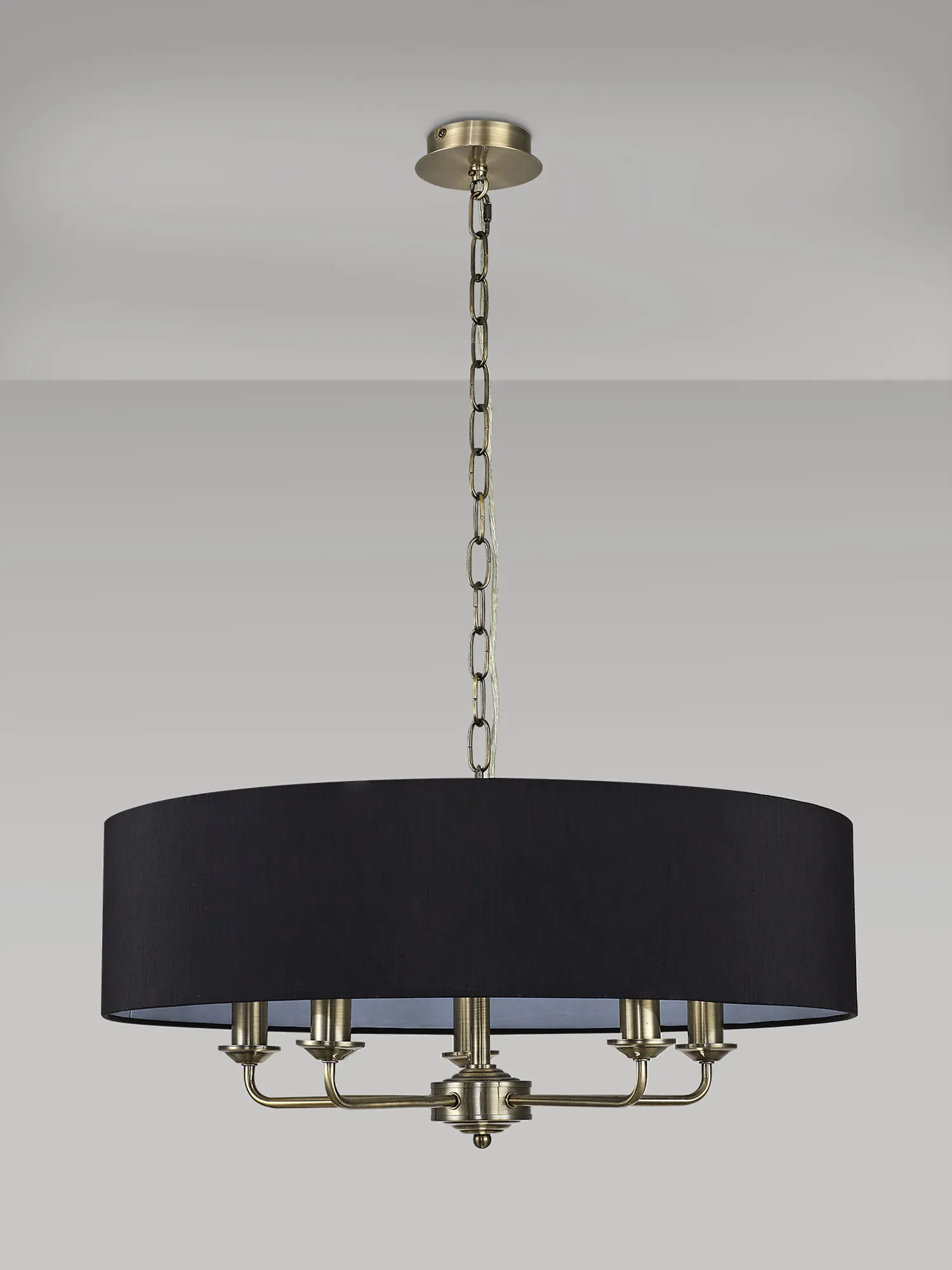 Banyan 60cm 5 Light Pendant Antique Brass, Black DK0034  Deco Banyan AB BL
